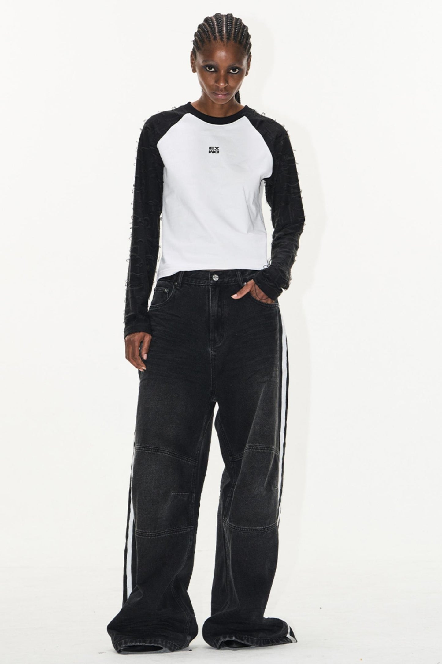 Relaxed Color-Block Jeans