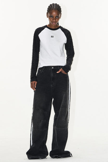 Relaxed Color-Block Jeans