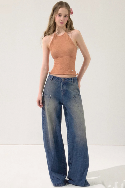 Rhinestone Retro Wide-Leg Jeans