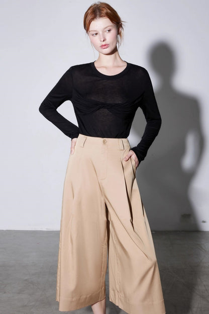 Cool Tencel High-waisted Wide-leg Pants