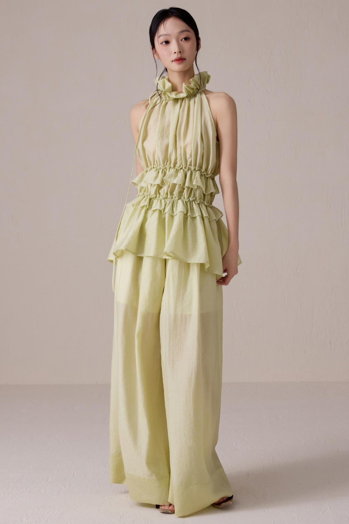 Ruffled Summer Top Pants Set-Up