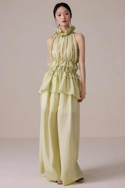 Ruffled Summer Top Pants Set-Up