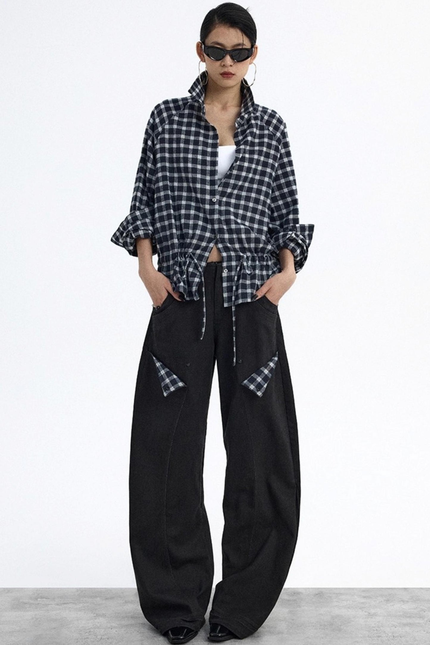 Deconstructed Matte Black Cargo Pants