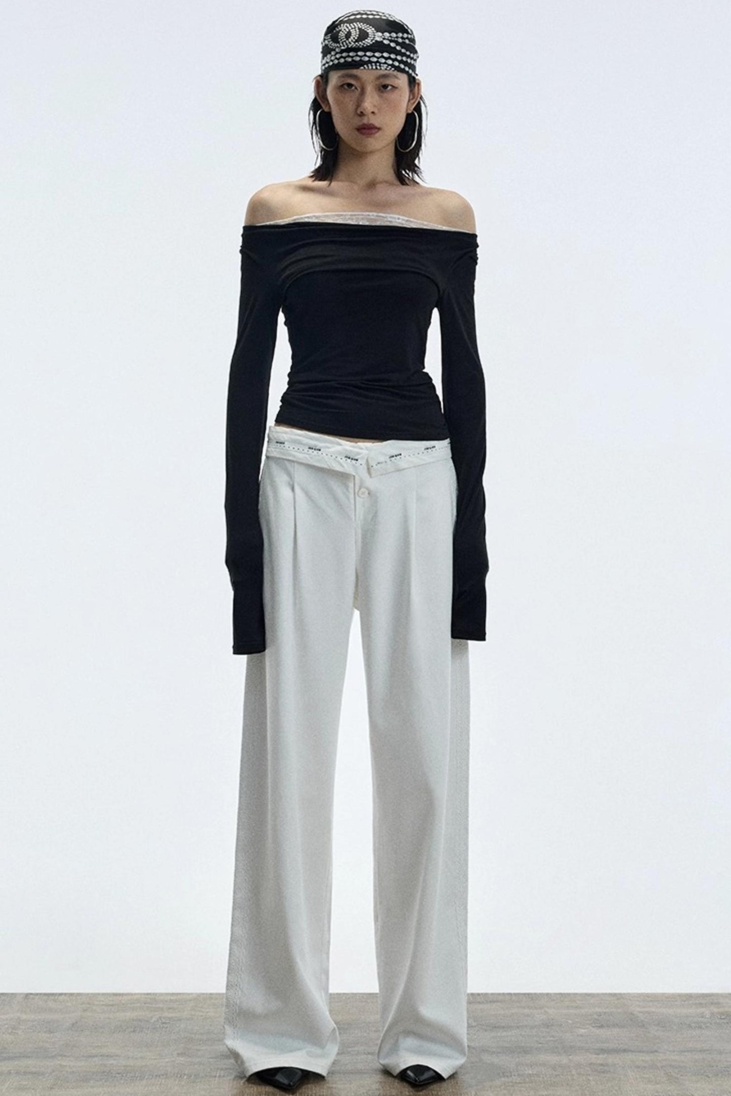 Autumn White Wide-Leg Pants