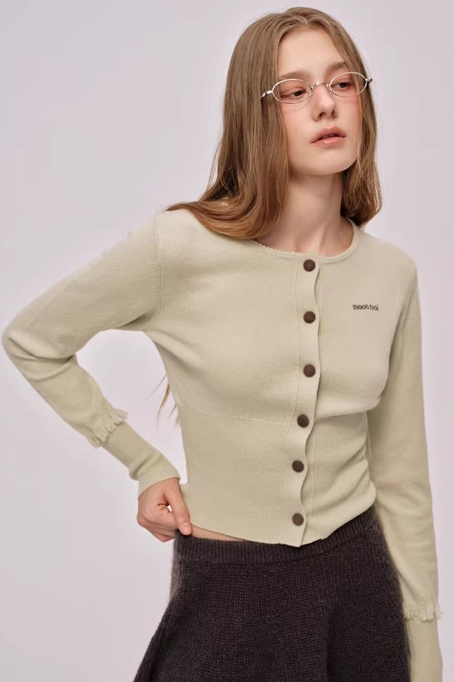 Embroidered Merino Wool Cardigan Top