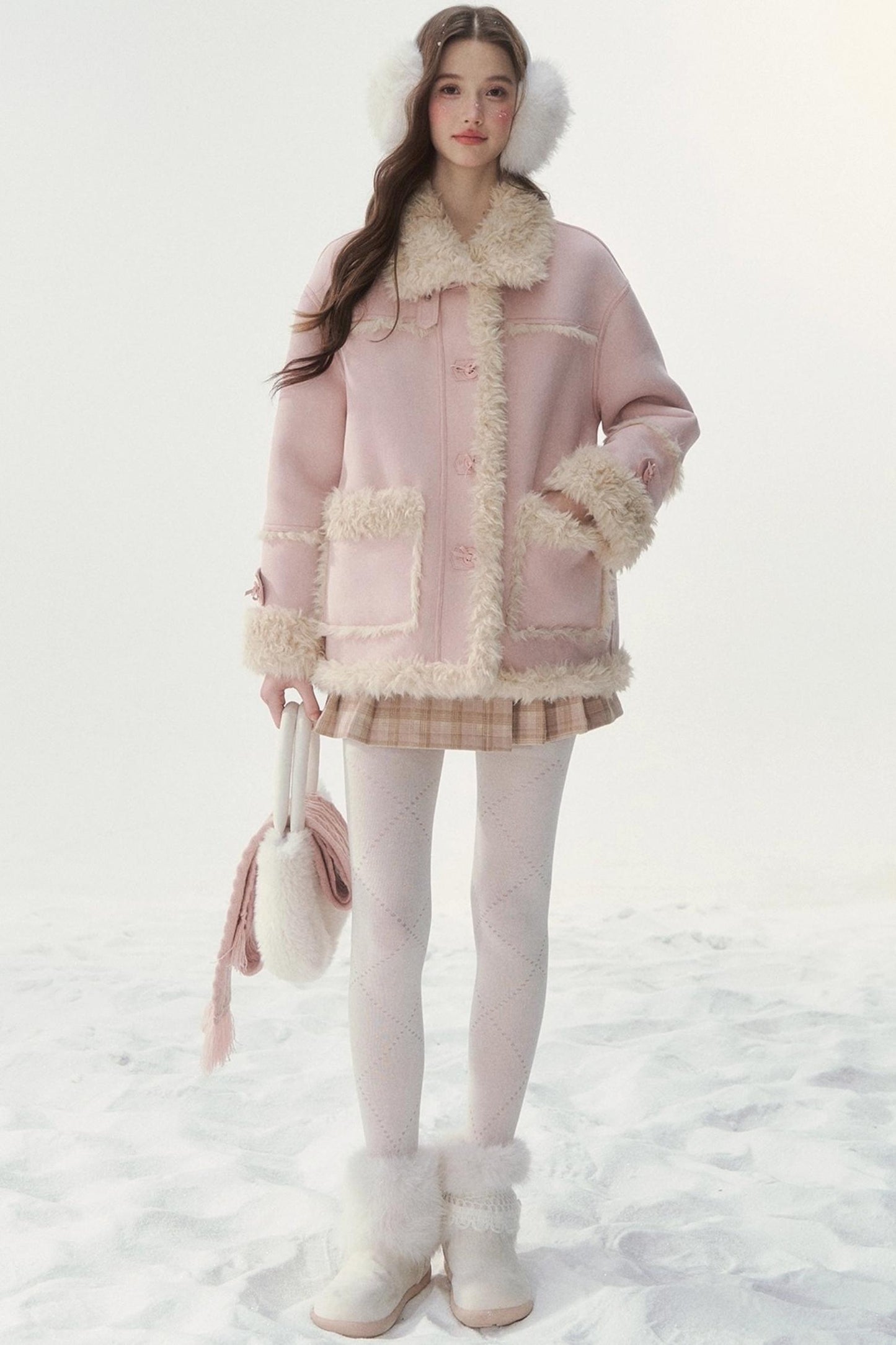 Pink and Blue Reversible Fur Coat