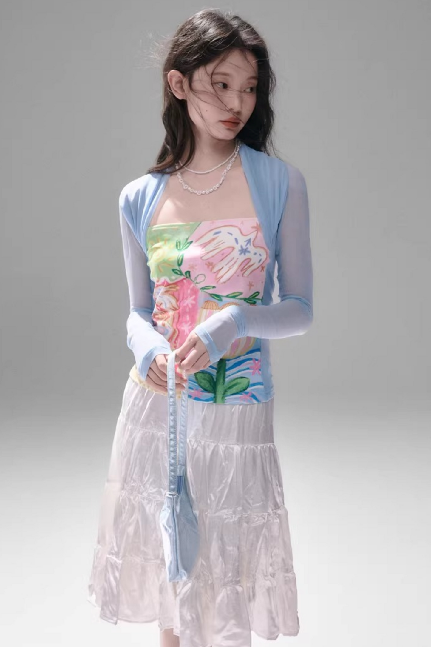 Mesh Splicing Hand-Painted Vest Top