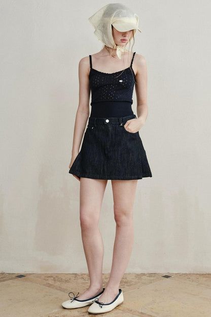 Retro Denim A-Line Skirt