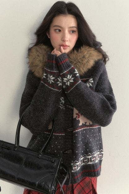 Retro Fair Isle Knitted Sweater Set-Up