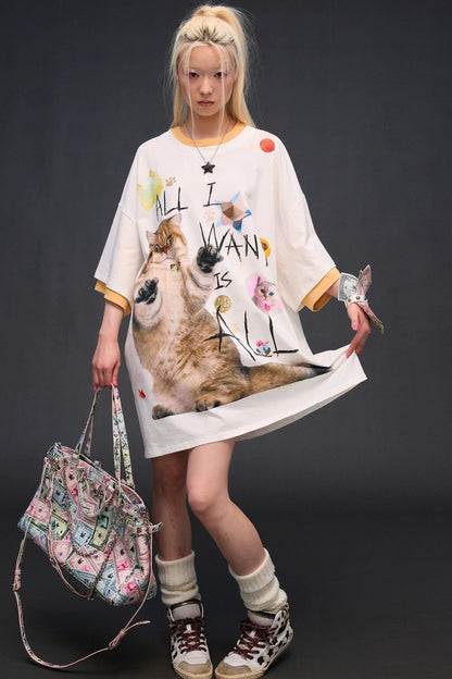 Cat Print T-Shirt
