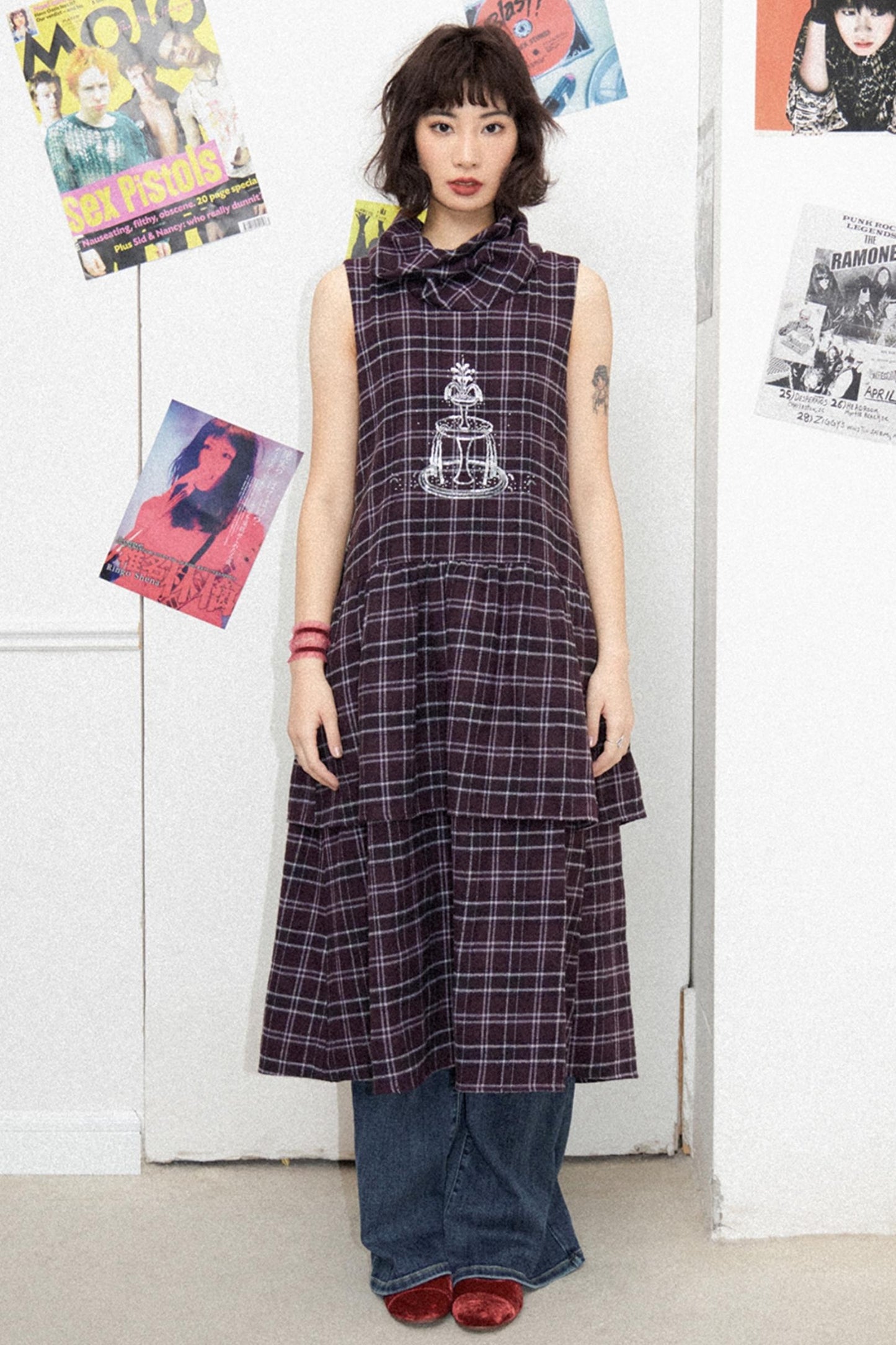 Illusion Plaid Tank Dress