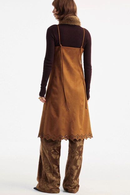 Two-Tone Lace Suede Dress