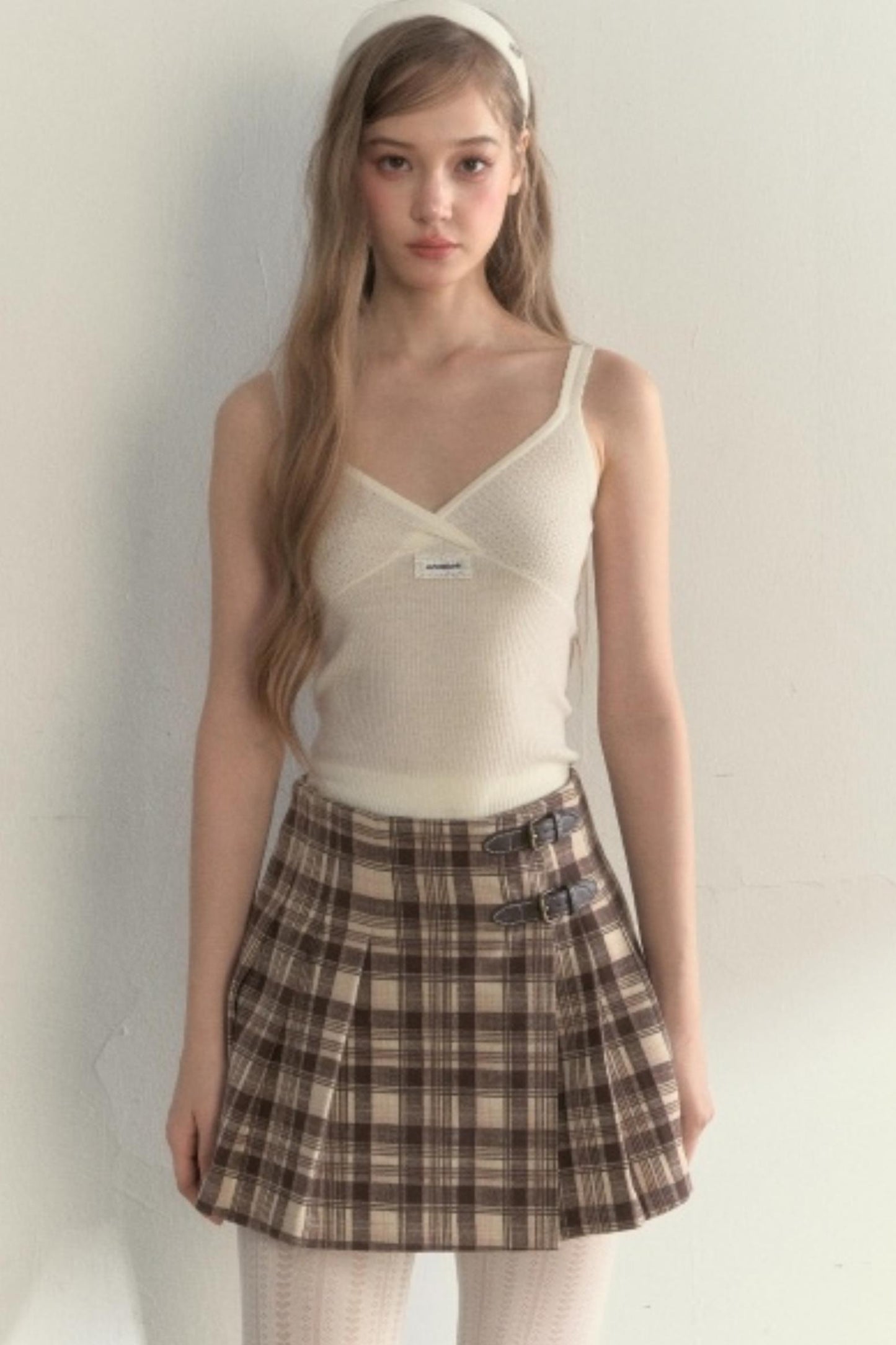 Retro Plaid Pleated Skirt