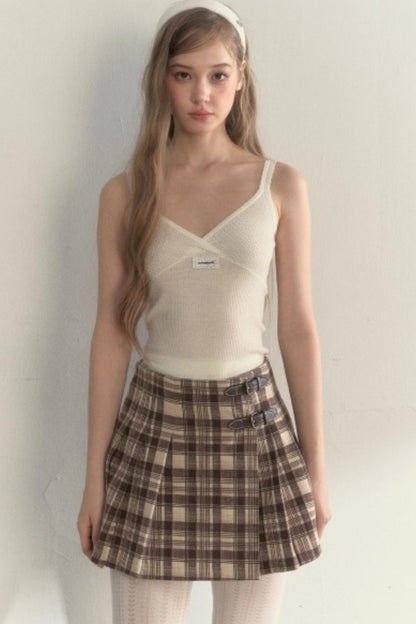Retro Plaid Pleated Skirt