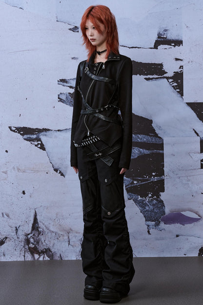 Metallic Turtleneck Knit Top