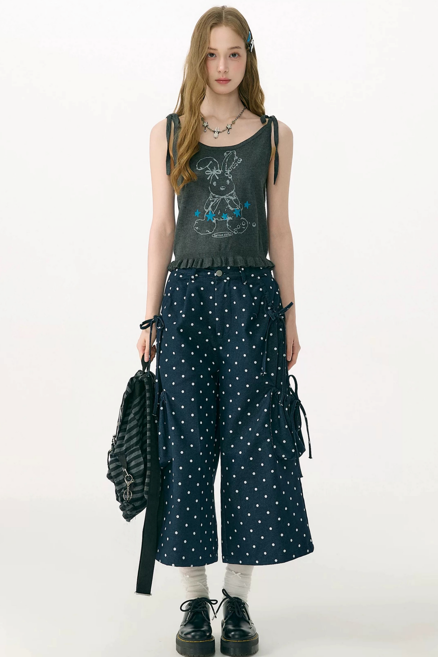 Playful Rabbit Tie-Up Tank Top