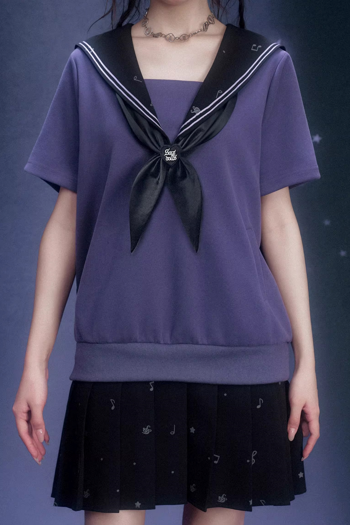 Deep Purple Sailor Collar Dress