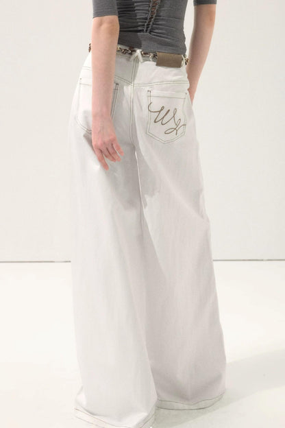 Retro Wide-Leg White Pants