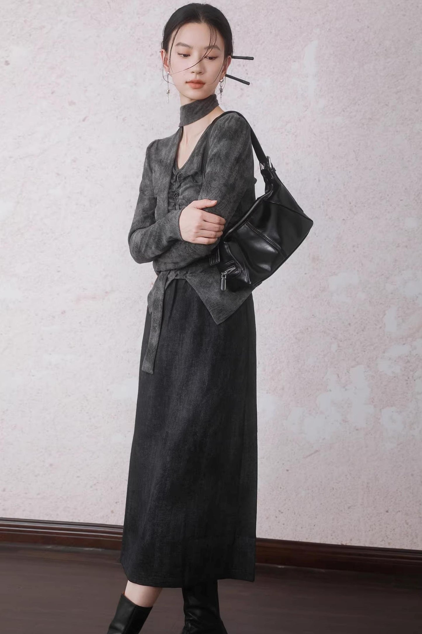 Rock Black Tie-dye Skirt