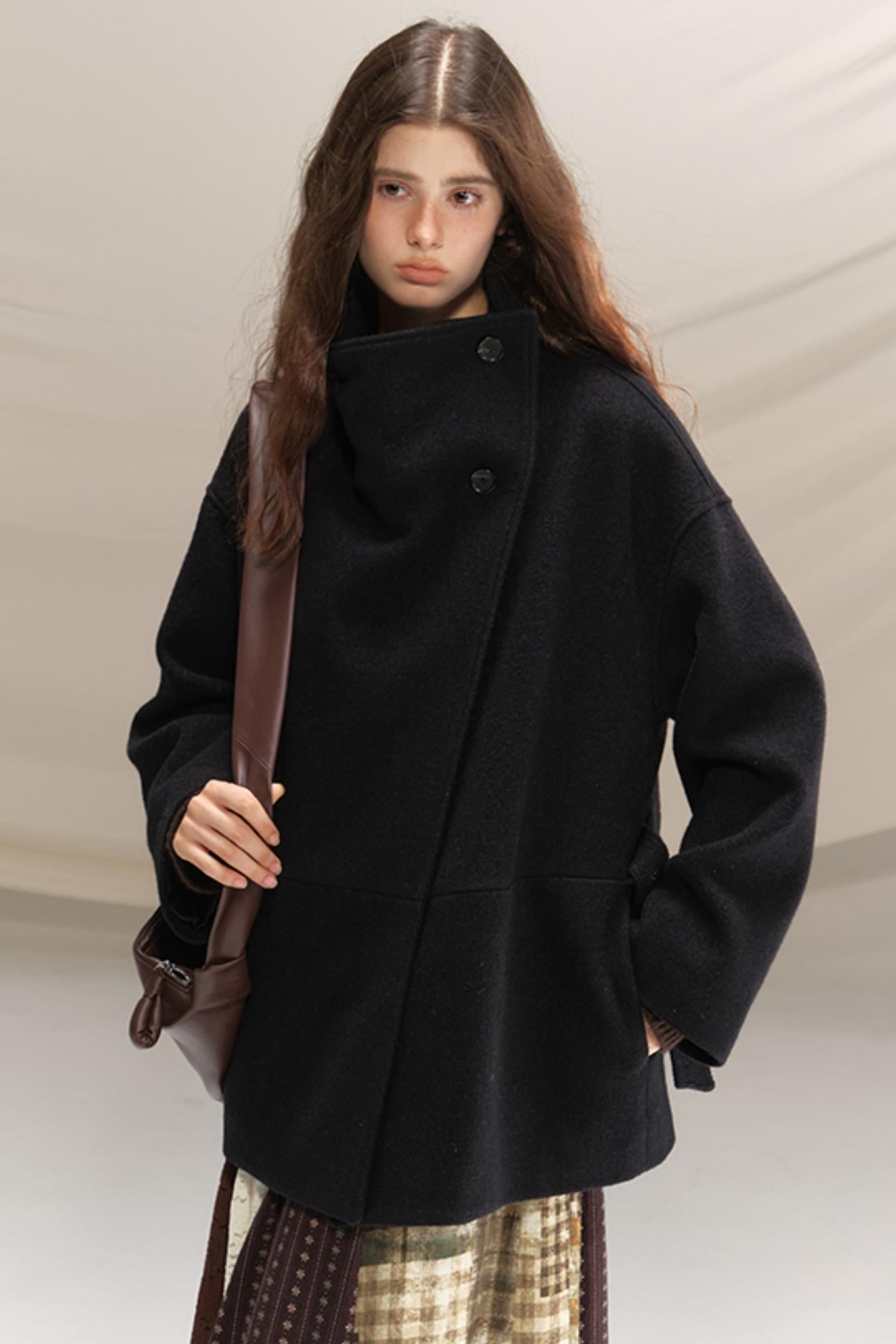 Silent Gallery Black Wool Coat