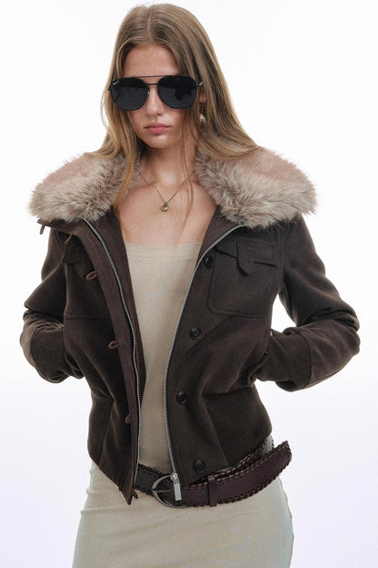 Raccoon Fur Lapel Jacket