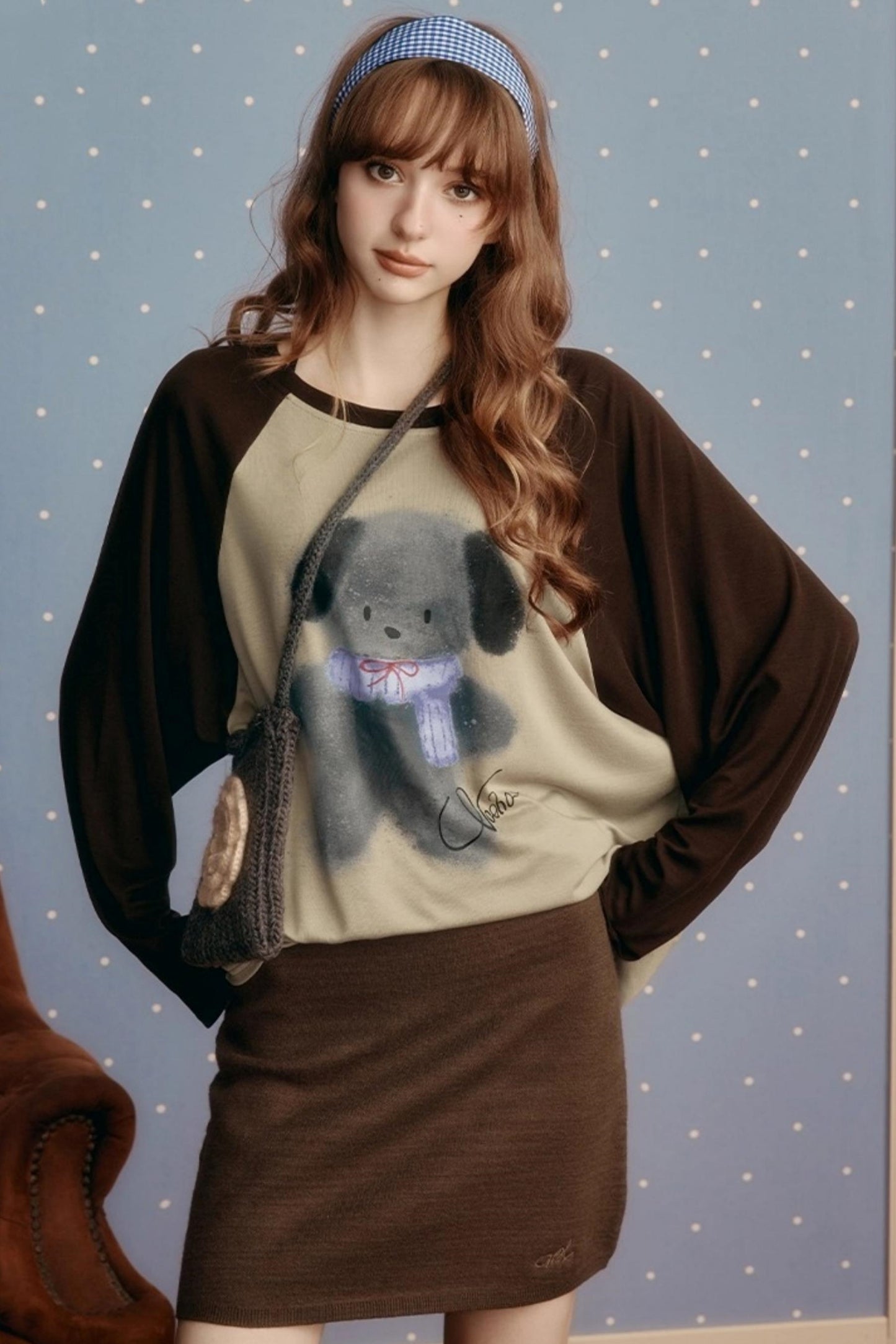 Contrasting Raglan Sleeve Top