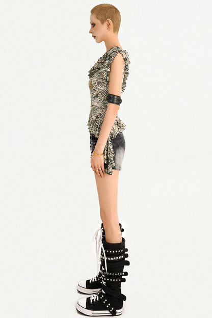 Retro Leopard Ruffle Vest
