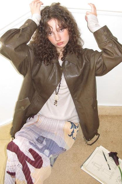 Vintage Matte Coffee Leather Jacket