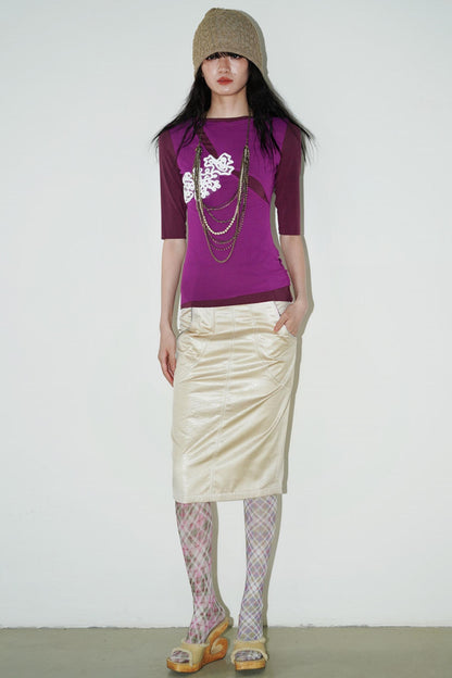 Jacquard Color-Blocked Slim-Fit Top