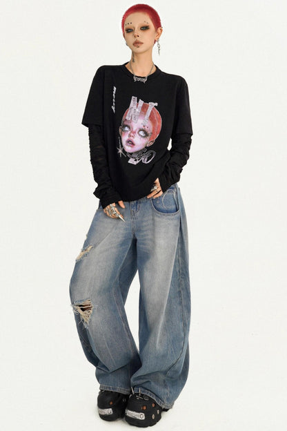 American Hot Girl Cartoon Portrait Sweatshirt