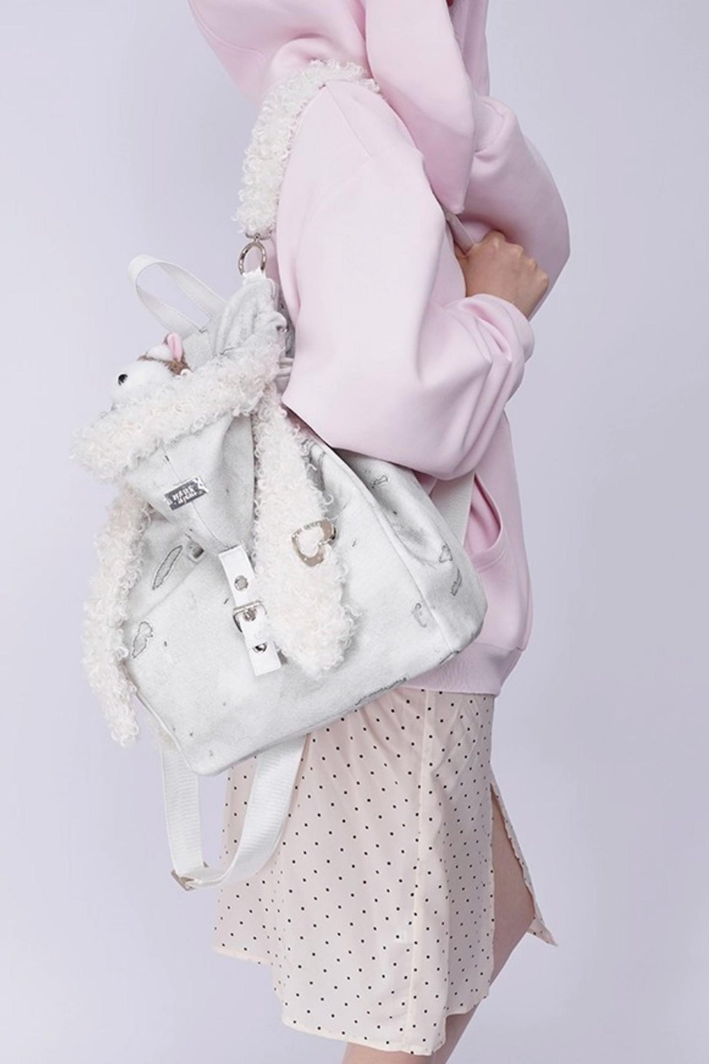Cute Furry Rabbit Ears Backpack