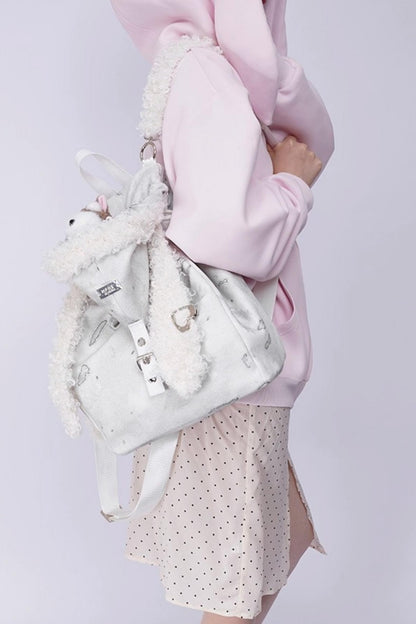 Cute Furry Rabbit Ears Backpack