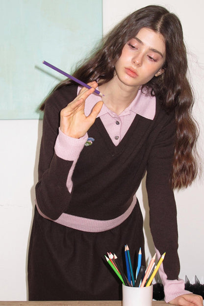 Sakura Brown Wool Top