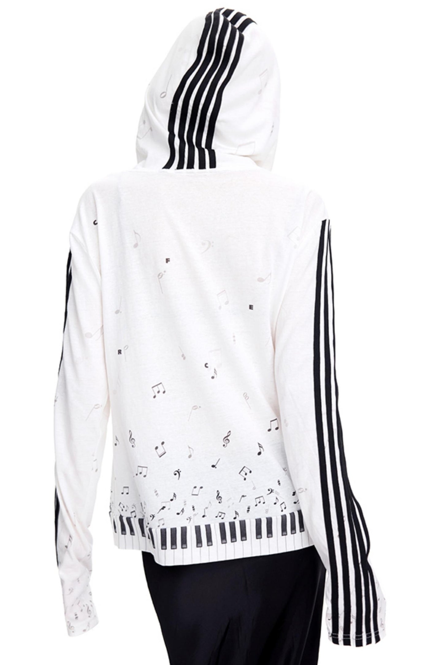Piano Note Print Long-Sleeved Top
