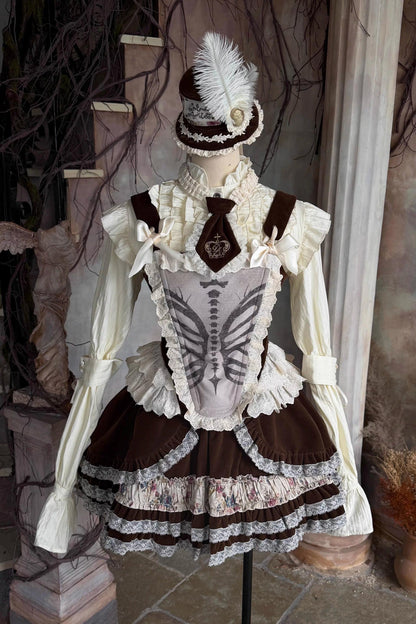 Brown Velvet Bowler Hat Tie Set-Up