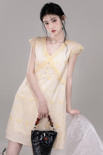 Floral V-Neck Skeleton Dress