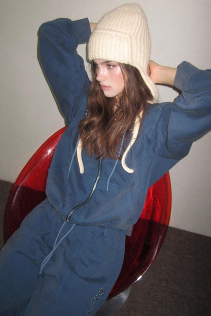 Diamond Hooded Sweatshirt With Pants Set-Up