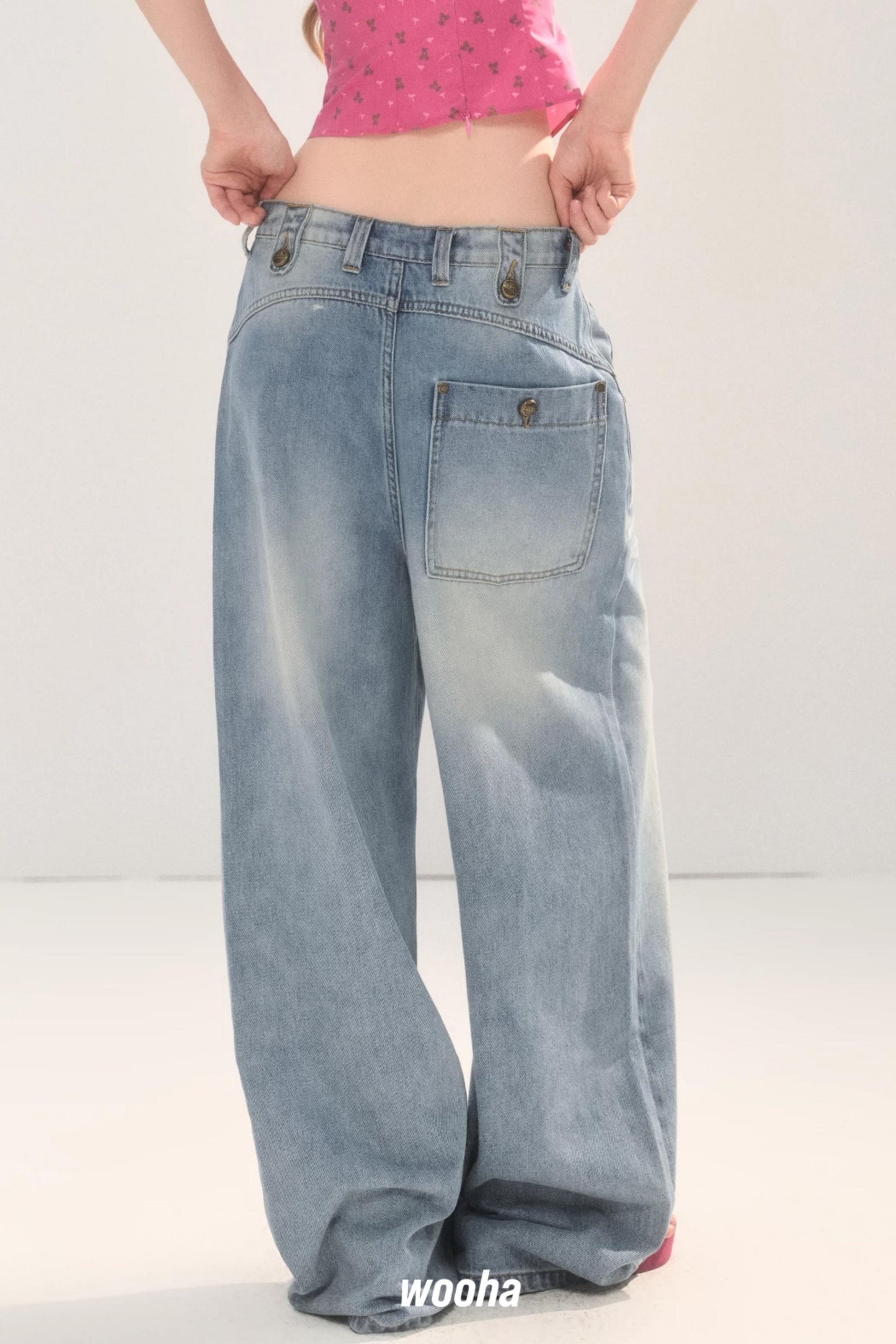 Vintage Distressed Wide-Leg Jeans