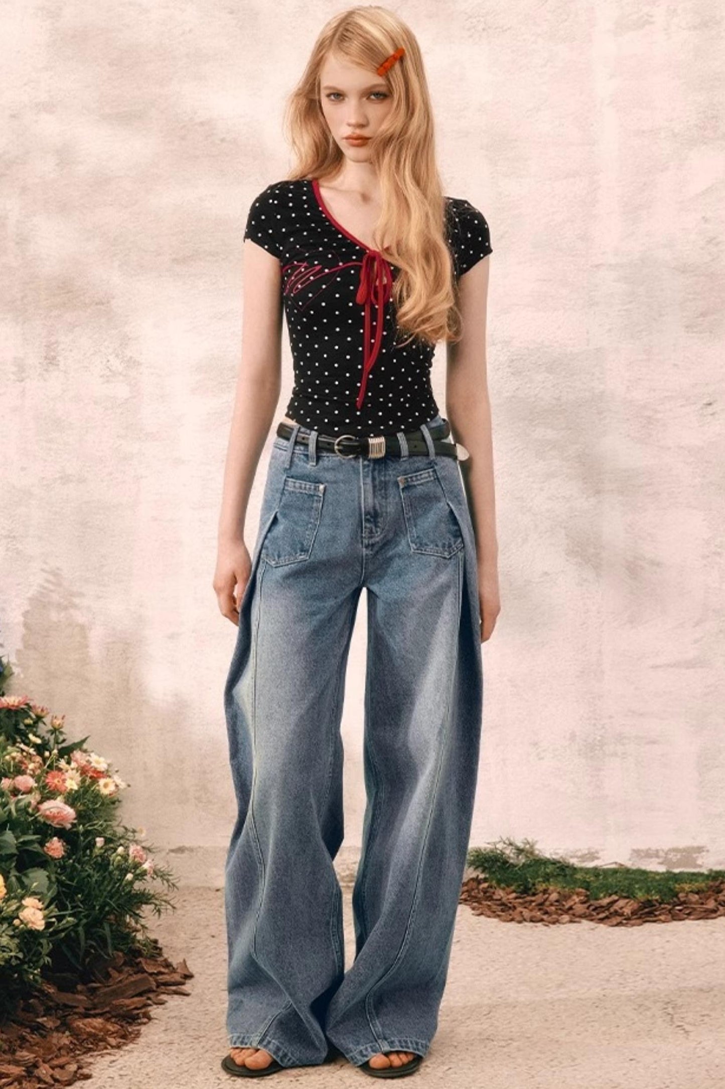 Summer Pleated Denim Pants