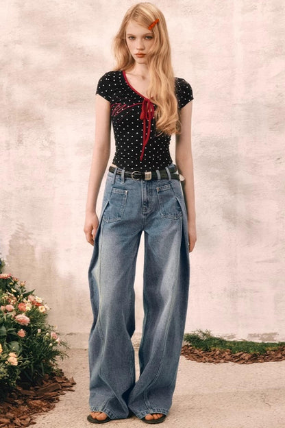 Summer Pleated Denim Pants