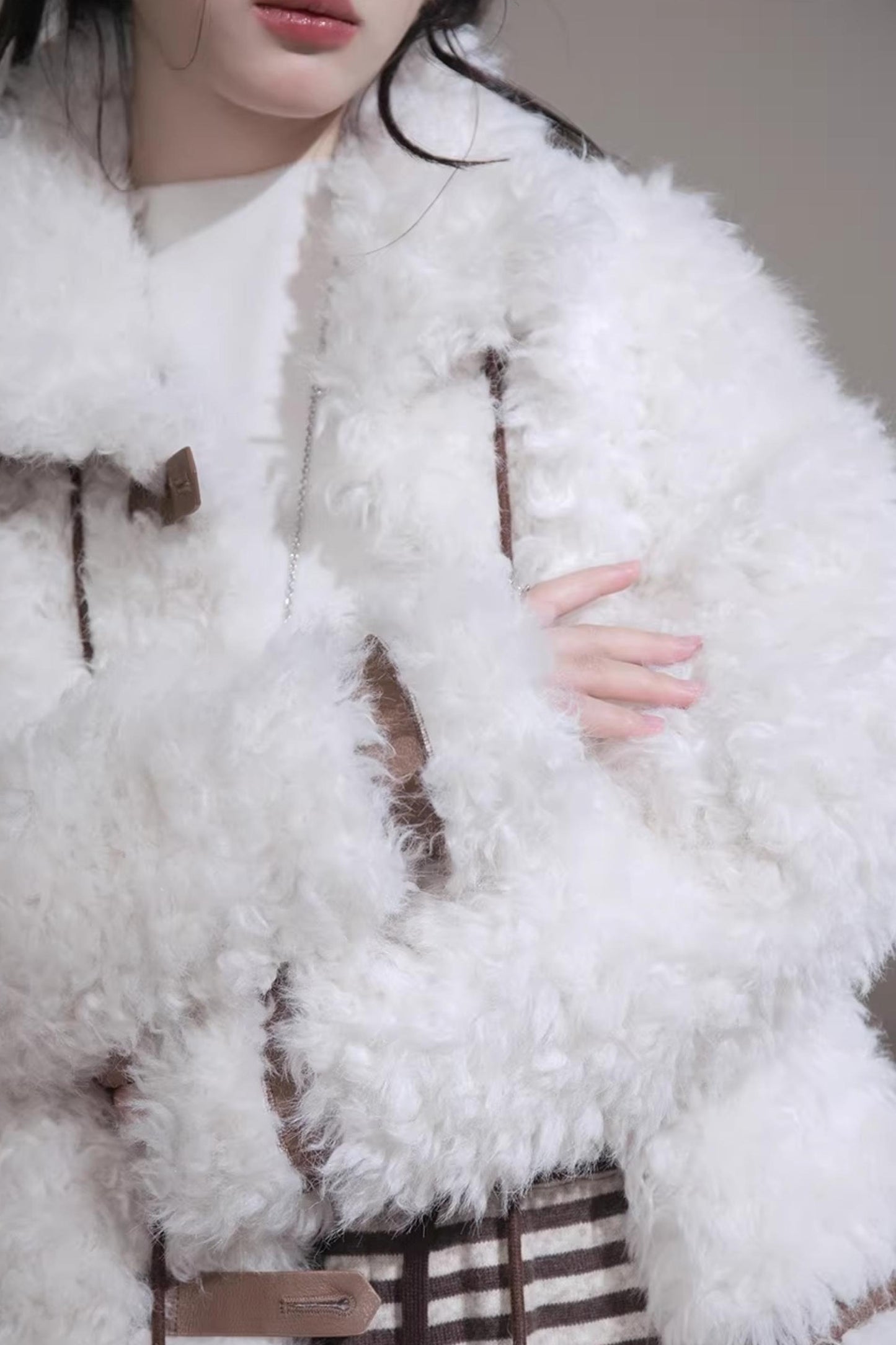 Velvet Curly Fur Coat Set
