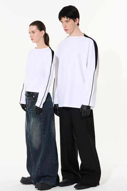 Striped Embroidered Crew Sweatshirt