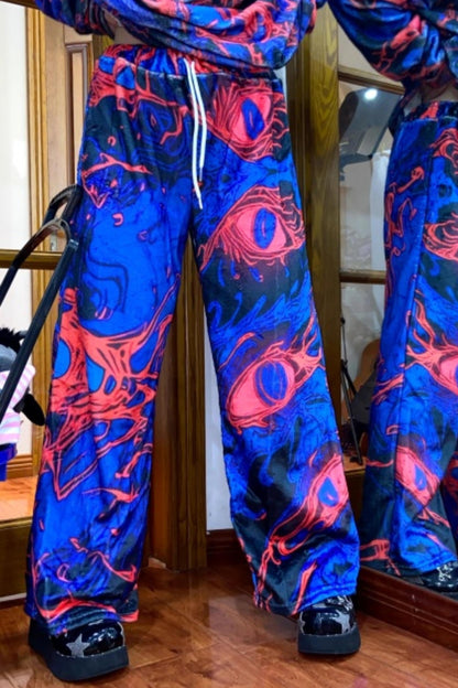 Blue Cell Wide-Leg Pants