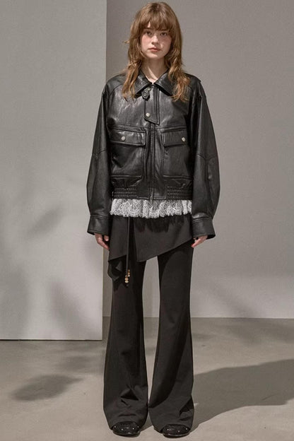 Patchwork Irregular Flared Pants