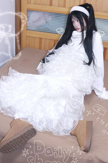 Corduroy Quilted Lace Skirt