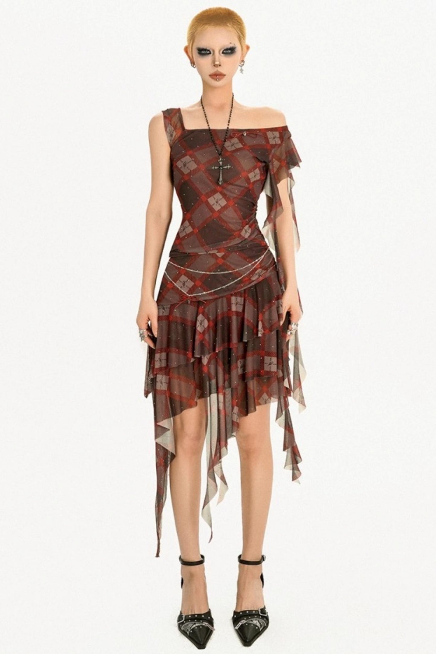 Retro Streamer Plaid Skirt Set