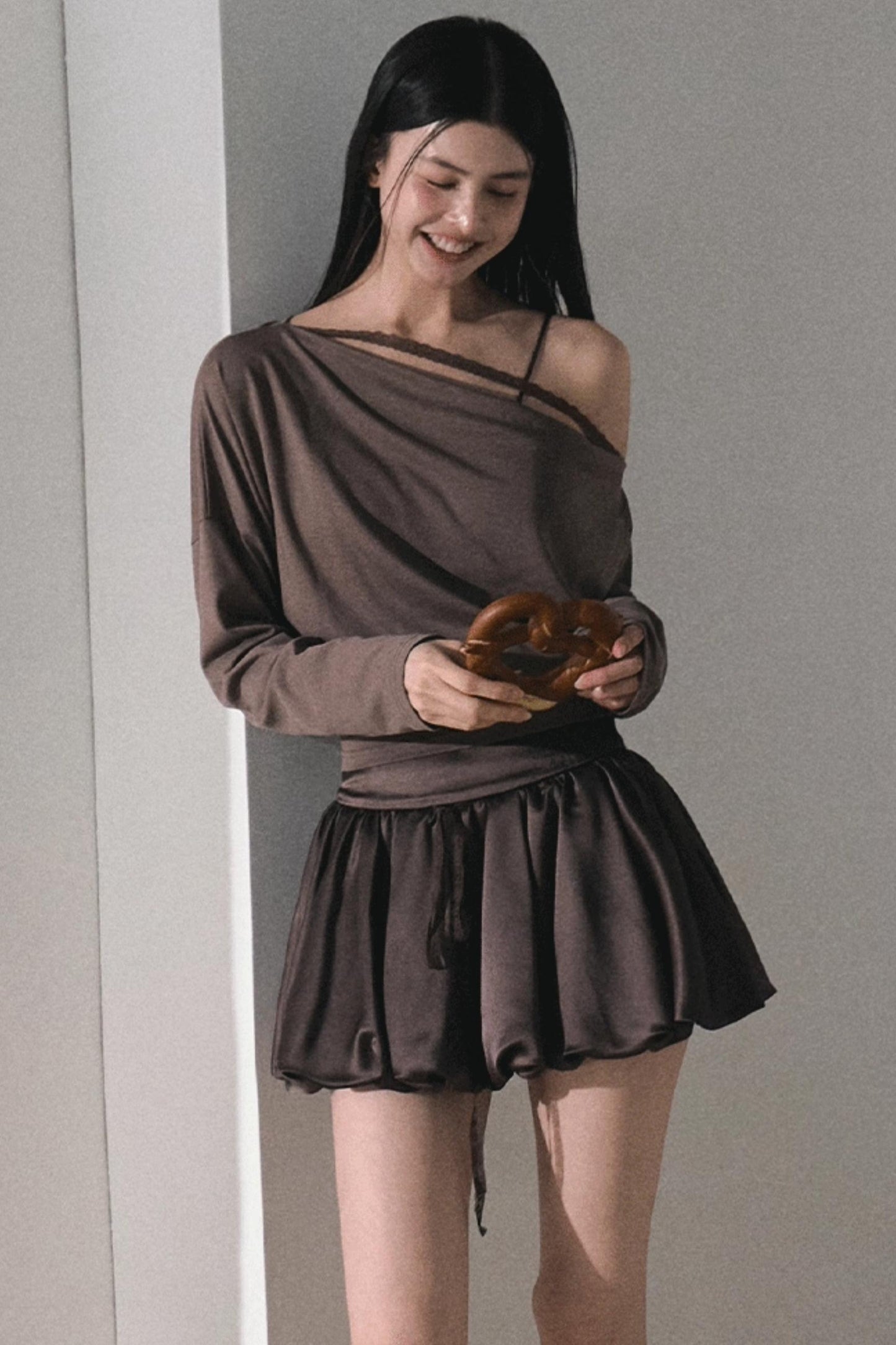 Slanted Shoulder T-shirt Top