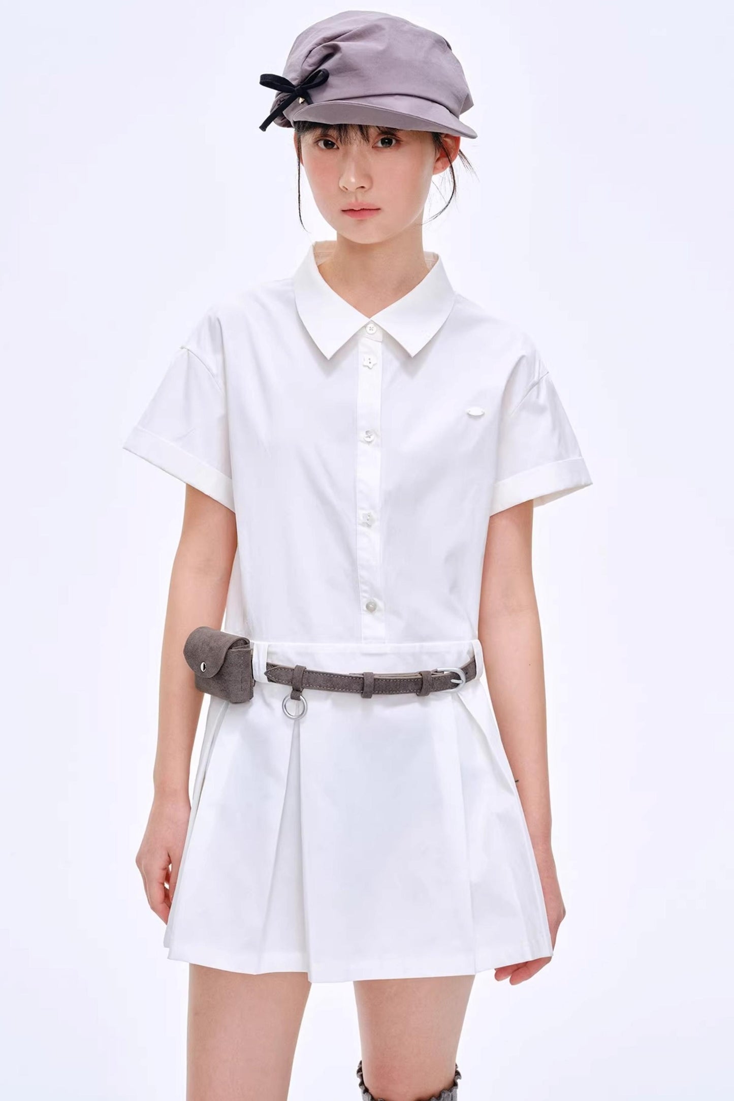 Simple Pleated Shirt Dress