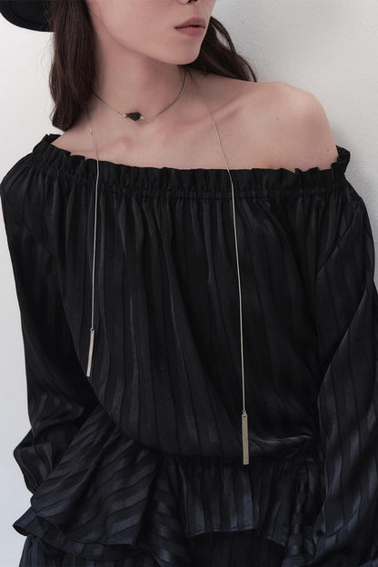 French Design One-Shoulder Ruffle Shirt
