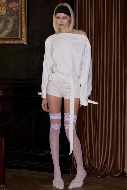 One-Shoulder Micro Fleece Pullover Top